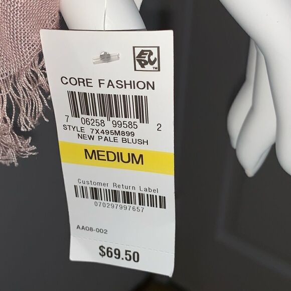 INC PALE BLUSH PINK DRAPED WATERFALL OPEN FRONT FAUX SUEDE CARDIGAN JACKET MED - Picture 5 of 8